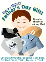 DIY Gift & Craft Templates for Father's Day Gift - Many fun shapes; sports car, football, shirt, cappuccino cup, aeroplane, baseball cap, boat, cocktail glass, train, trousers, truck and more!